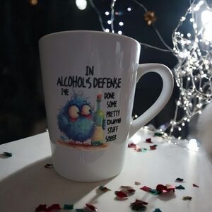 Hand Crafted White Mug with Fun Design